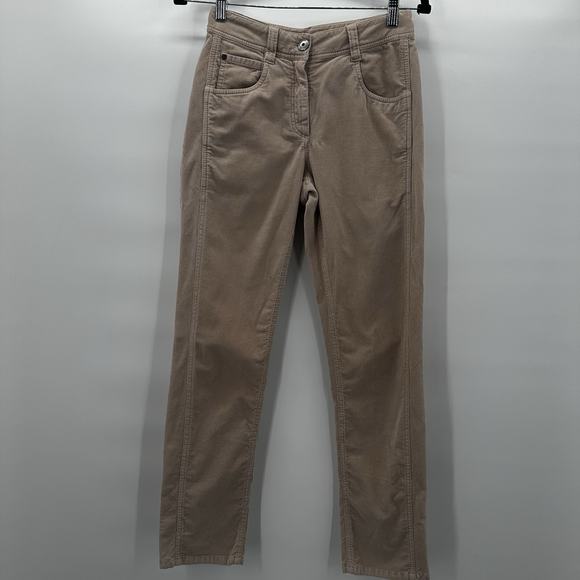 Brunello Cucinelli Corduroy Pants Womens 2 Tan Straight Cotton Cashmere Blend